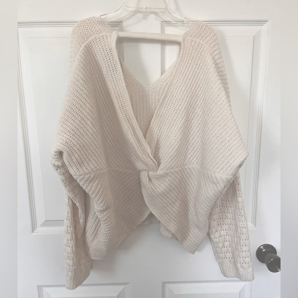 White open back sweater